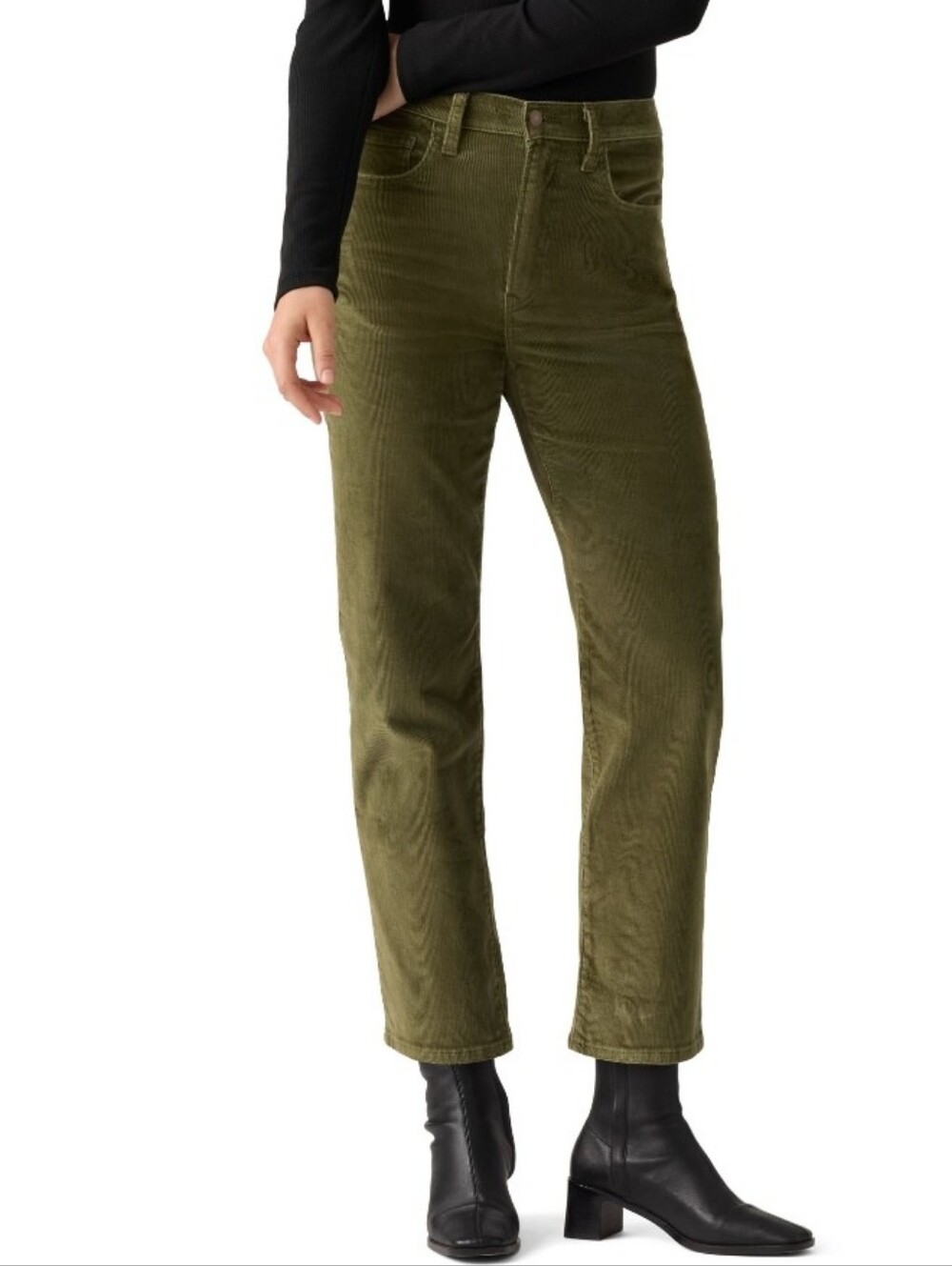 LEVI'S Womens Ribcage Straight Ankle Corduroy Pants Green Size 30 Inseam 27